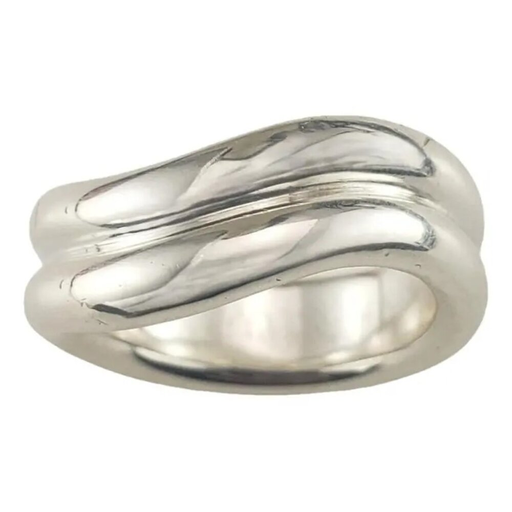 Tiffany & Co. Elsa Peretti Sterling Silver Doppio Wave Band Ring Size 6 |